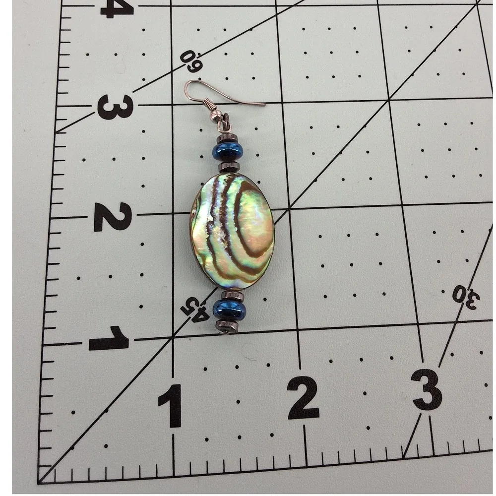 Handmade Abalone‎ Paua Shell Wire Wrapped Dangle Earrings Boho